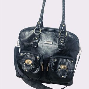 Timi & Leslie Black Baby Bag with Gold Hardware and Dome Shape